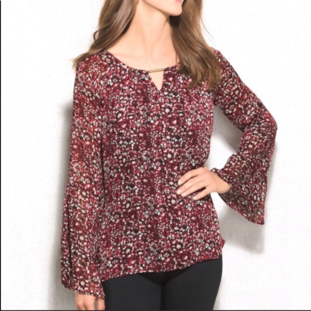 EUC Dressbarn Blue Keyhole Blouse
